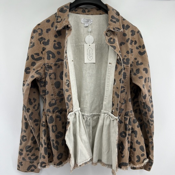 Mud pie Sz Large Leopard Peplum Jacket NWT - Picture 7 of 11